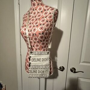 Celine Dion Concert Tour Logo Crossbody Bag White Black Cotton Canvas Zippered